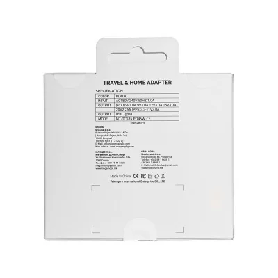 Kućni punjač PD Fast charger 45W redizajn za Samsung sa PD Type C kablom CE crni