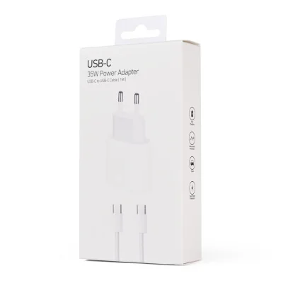 Kućni punjač PD Fast charger 35W za iPhone 15-16 sa PD Type C kablom CE beli