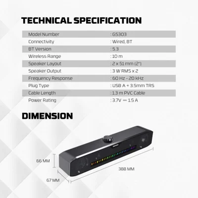 Bluetooth zvučnik Fantech GS303 GROOVE BAR crni