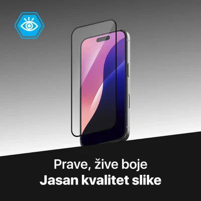 Zaštitno staklo Teracell Titan 2.5D za iPhone 15 Pro 6.1 crni