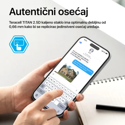 Zaštitno staklo Teracell Titan 2.5D za iPhone 15 Pro 6.1 crni