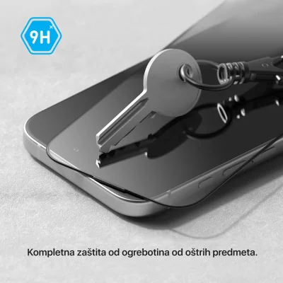 Zaštitno staklo Teracell Titan 2.5D za iPhone 15 Pro 6.1 crni