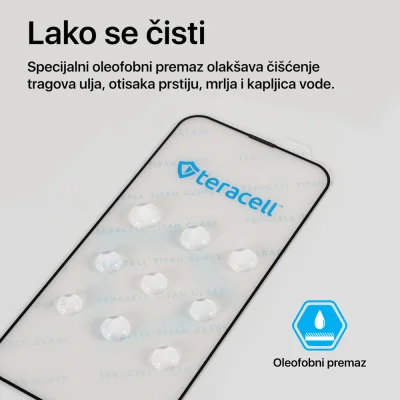 Zaštitno staklo Teracell Titan 2.5D za iPhone 15 Pro 6.1 crni
