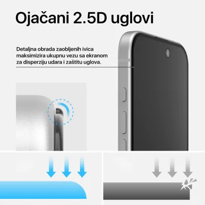 Zaštitno staklo Teracell Titan 2.5D za iPhone 15 Pro 6.1 crni