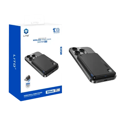 LITO Power Bank Magsafe Ultra thin sa ekranom 5000Mah CRNA