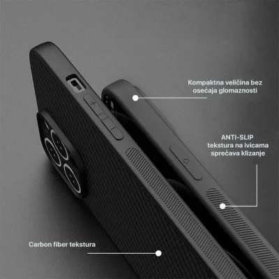 Torbica Carbon fiber za iPhone 16 Pro 6.3 crna