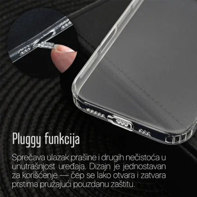 Torbica silikonska Ultra Thin with pluggy za iPhone 16 Pro 6.3 transparent