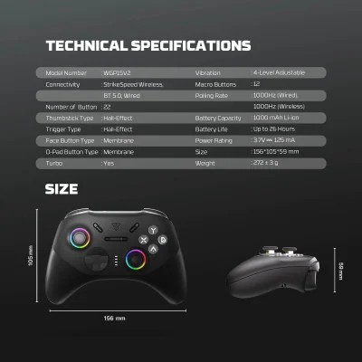 Joypad wireless Fantech WGP15V2 EOS PRO II multiplatform RGB crni