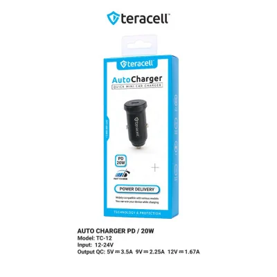 Auto punjač Teracell Evolution TC-12 PD 20W crni