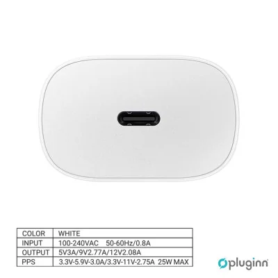 Kućni Punjač Pluginn AJ-25 KP-614C PD Fast 25W za Samsung beli CE