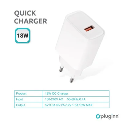Kućni Punjač Pluginn AJ-18 QC3.0 18W sa micro USB kablom beli CE