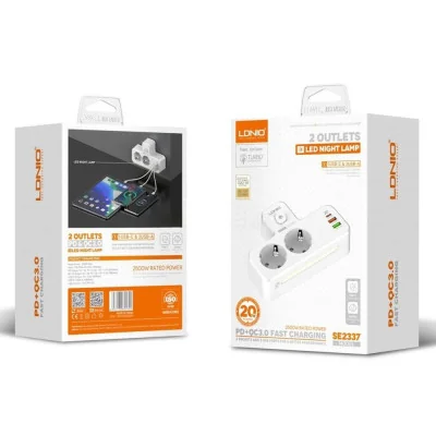Produžni kabl LDNIO 2500W EU 2 utičnice 2xUSB QC3.0 18W, PD 20W beli