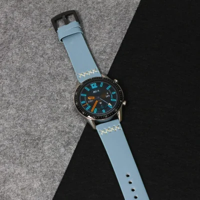 Narukvica thread kožna za smart watch 22mm svetlo plava