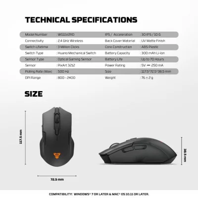 Fantech Bežični Miš WG11V2RD Cruiser II crni