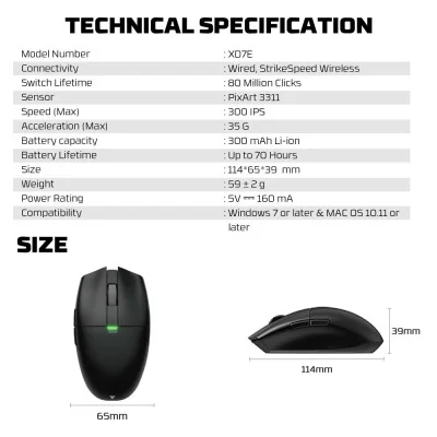 Fantech Miš Wireless Gaming XD7E Aria E crni