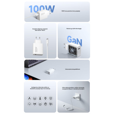 XIAOMI kućni punjač 100W Charging Combo Type A na Type C sa kablom