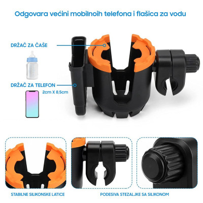 Držač 2u1 za mobilni telefon i čašu za bicikl