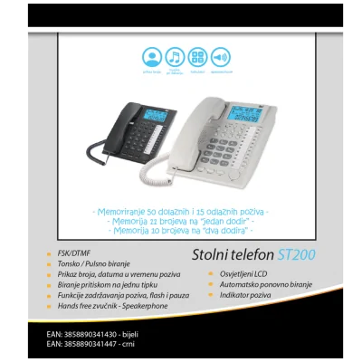 ST200 Black Telefon analogni