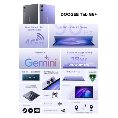 Tablet Doogee Tab G6+ 11" LTE DUAL SIM 8/256GB Black + miš+preklop futrola+tastatura+punjač+staklo