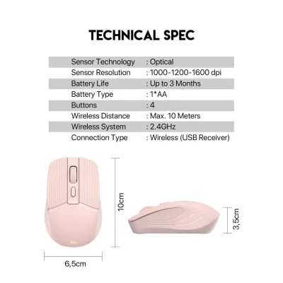 Miš Wireless Fantech W605 GO roze