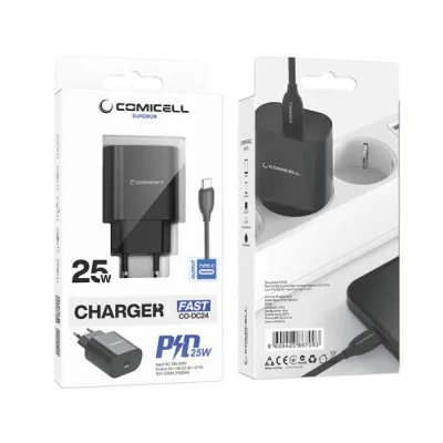 COMICELL Punjač Superior CO-DC24 Fast PD 25W 3A Type C na Type C, crna