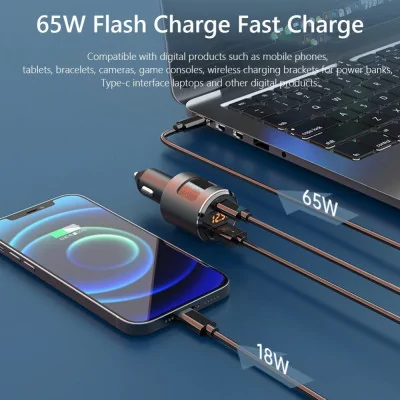 Auto punjač SC01 Super Charger PD 65W/USB 18W