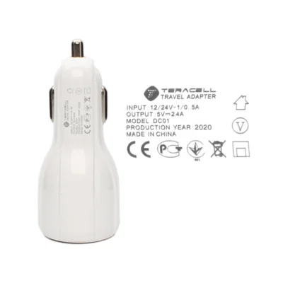 Teracell auto punjač MINI USB 2.4a beli