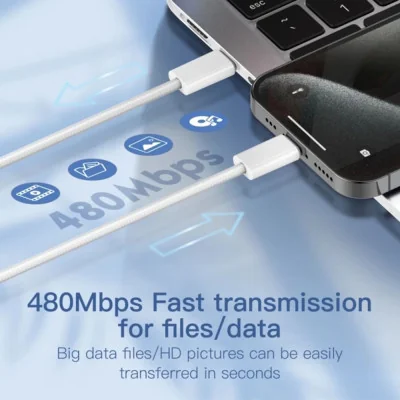 LDNIO Data kabl 65W Type C na Type C beli 2m