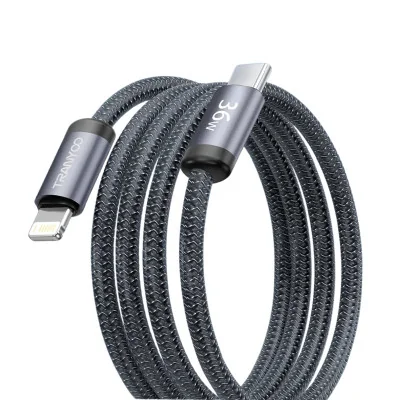 TRANYOO kabl  crni ojačan metalni Type C na Lightning 36W 1 m