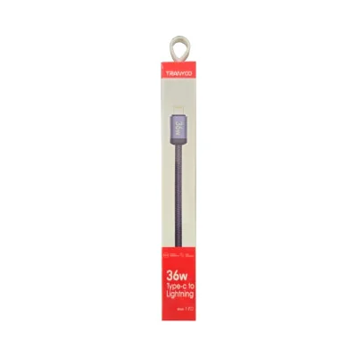 TRANYOO kabl  crni ojačan metalni Type C na Lightning 36W 1 m