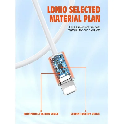 LDNIO Data kabl 25W Fast USB lightning beli 1m